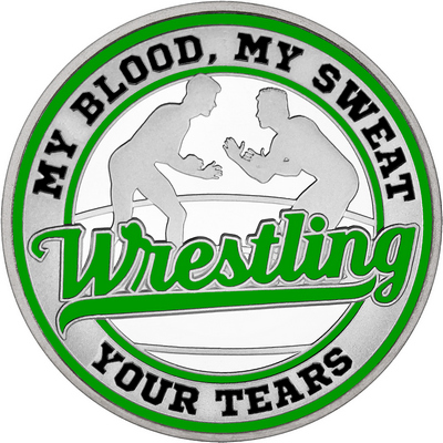 Green "Wrestling" with Green Outer Circular Borders